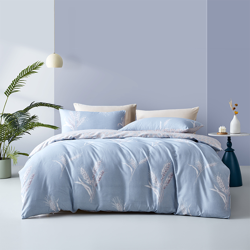 LOVO 麦穗歌谣全棉四件套 浅灰色 1.5米